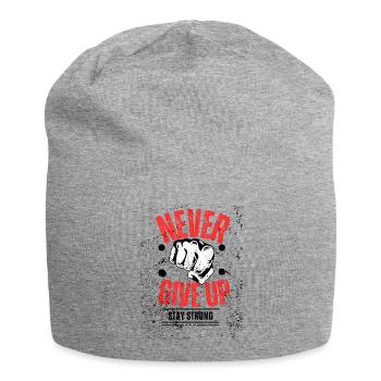 never give up - Jersey Beanie - heather grey - Front