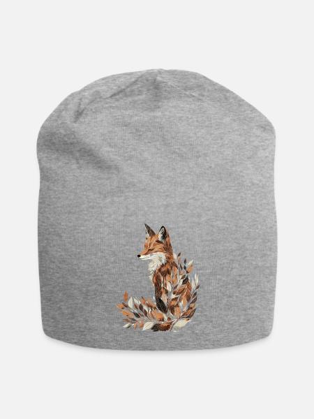 Fuchs Herbst Blätter Laub - Jersey-Beanie - Grau meliert