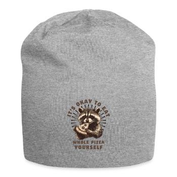 Raton laveur mangeant de la pizza - Bonnet en jersey - gris chiné - Devant