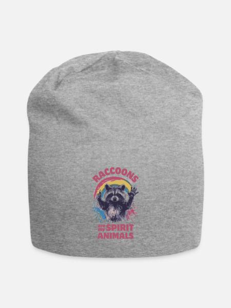 Waschbär Farbkleckse Regenbogen - Jersey-Beanie - Grau meliert