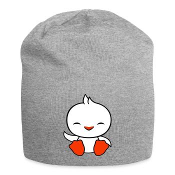 Ente sitzt freundlich glücklich Begrüßung Winken - Jersey-Beanie - Grau meliert - Vorne