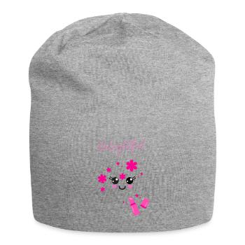 Delightful mit niedlichem Kawaii-Gesicht Lipstick - Jersey-Beanie - Grau meliert - Vorne