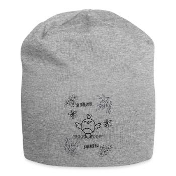 Früher Vogel mit Attitüde - Jersey-Beanie - Grau meliert - Vorne
