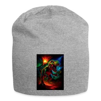 Vulkan-Tyrann im Neonfeuer - Jersey-Beanie - Grau meliert - Vorne