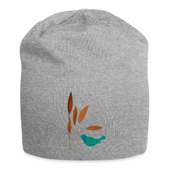 Vögel und Pflanzen - Jersey-Beanie - Grau meliert - Vorne