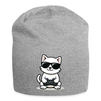 Gamer Cat Coolness - Jersey-Beanie - Grau meliert - Vorne