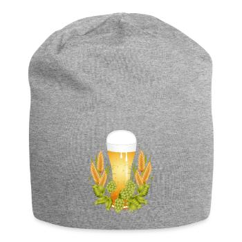 Verre à bière avec du houblon et du malt – motif traditionnel - Bonnet en jersey - gris chiné - Devant