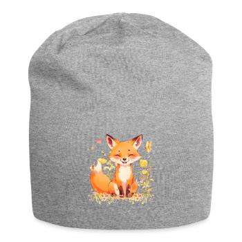 Playful Fox - Jersey Beanie - heather grey - Front
