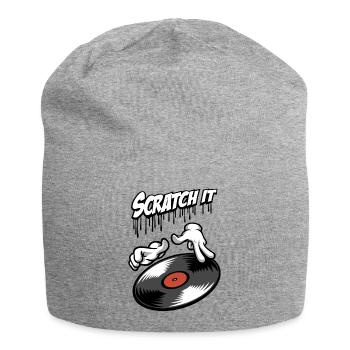 Hip hop record and cartoon hands - Jersey Beanie - heather grey - Front