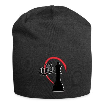 Schachkönigin Links Halbherz - Jersey-Beanie - Anthrazit - Vorne
