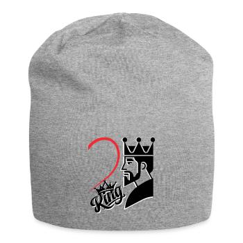 Ein König mit einem Herz und einer Inschrift auf der rechten Seite - Jersey-Beanie - Grau meliert - Vorne