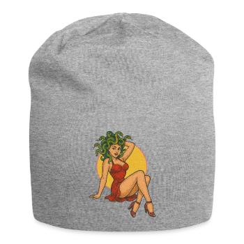 Medusa-inspiriertes Retro-Kunstdesign - Jersey-Beanie - Grau meliert - Vorne