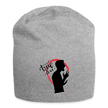Schreiender Kerl halbes Herz - Jersey-Beanie - Grau meliert - Vorne