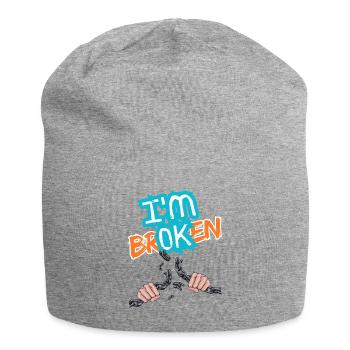 Hände, die eine Kette mit einer Inschrift zerbrechen - Jersey-Beanie - Grau meliert - Vorne