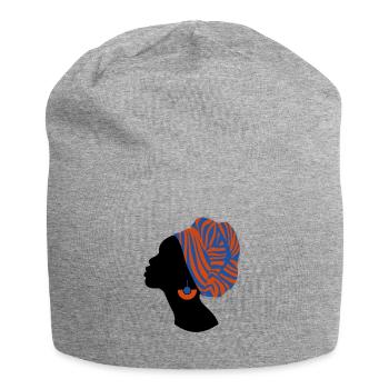 African Woman Traditional Design Africa - Jersey Beanie - heather grey - Front