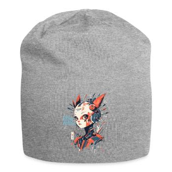 Manga Cyborg-Girl - Fox ears zero fears - Jersey-Beanie - Grau meliert - Vorne