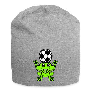 Frosch Fußball Kopfball Köpfer Ball Spielen Kröte - Jersey-Beanie - Grau meliert - Vorne