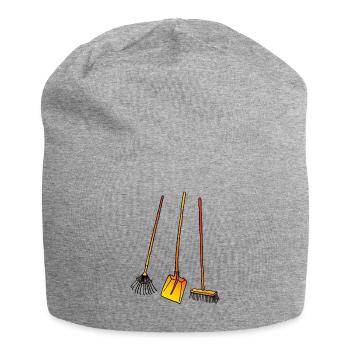 Leaf rake, shovel and broom - Jersey Beanie - heather grey - Front