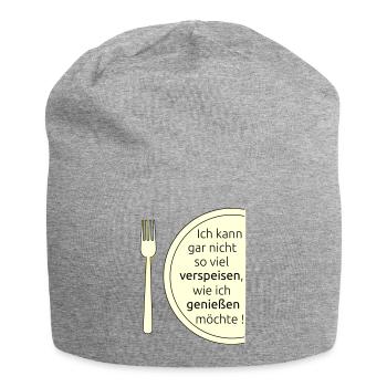 Verspeisen und geniessen - Jersey-Beanie - Grau meliert - Vorne