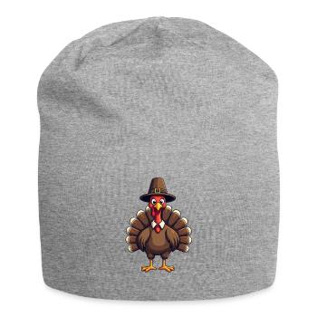 Thanksgiving Funny Thanksgiving Turkey - Jersey Beanie - heather grey - Front