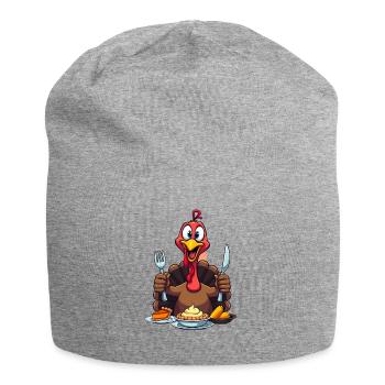 Thanksgiving Funny Thanksgiving Turkey - Jersey Beanie - heather grey - Front