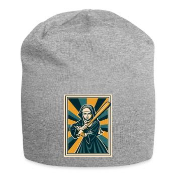 Nonne mit Baseballschläger - Jersey-Beanie - Grau meliert - Vorne