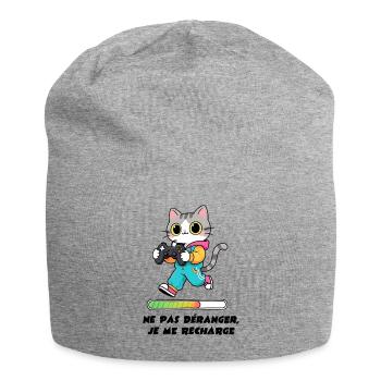Chat gamer, ne pas déranger je me recharge - Bonnet en jersey - gris chiné - Devant