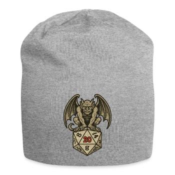 Gargoyle auf einem W20-Würfelbogen - Jersey-Beanie - Grau meliert - Vorne