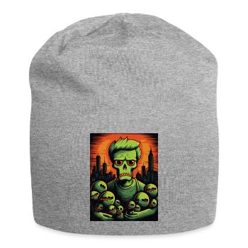 Neon Zombie mit Skelett Kugeln - Jersey-Beanie - Grau meliert - Vorne