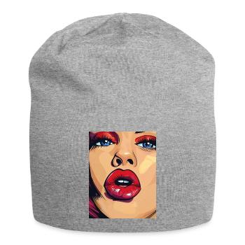 PopArt Lips Power Women Portrait - Jersey Beanie - heather grey - Front