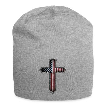 USA Cross Flag - Jersey Beanie - heather grey - Front