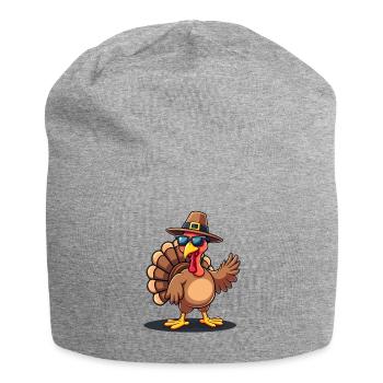 Thanksgiving Funny Thanksgiving Turkey - Jersey Beanie - heather grey - Front