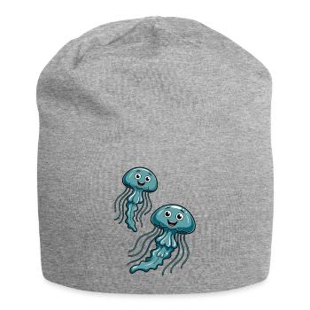 Lively jellyfish duo - Jersey Beanie - heather grey - Front