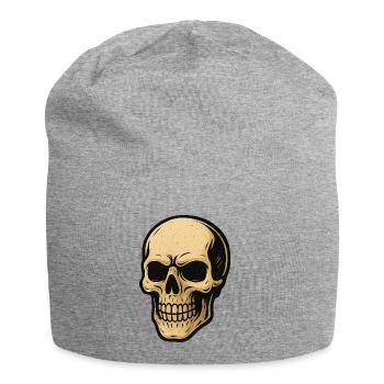 Vintage Skull Contrast Print - Jersey Beanie - heather grey - Front
