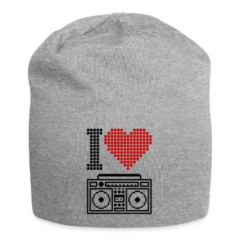 I Love Ghettoblaster – 80s Old School Music - Jersey Beanie - heather grey - Front