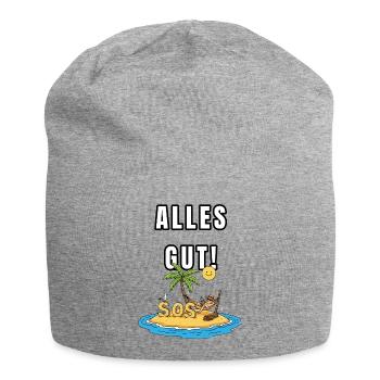 All is well – Ironic island motif - Jersey Beanie - heather grey - Front