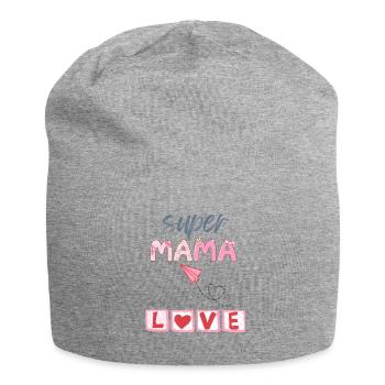 Super Mama - Heart Design - Jersey Beanie - heather grey - Front
