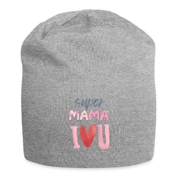Super Mama - Heart Design - Jersey Beanie - heather grey - Front