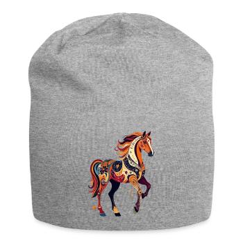 Chevaux ornementaux à motifs colorés Œuvres abstraites - Bonnet en jersey - gris chiné - Devant