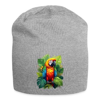 Papagei im Dschungel - Jersey-Beanie - Grau meliert - Vorne
