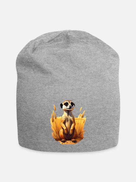 Ein Erdmännchen in der Savanne - Jersey-Beanie - Grau meliert