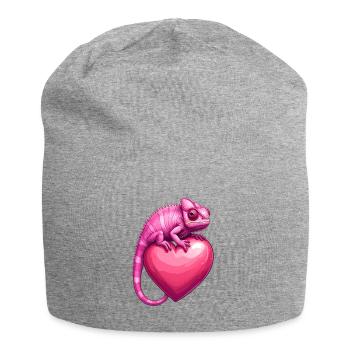 Unusual Gift Valentine's Day – Chameleon - Jersey Beanie - heather grey - Front