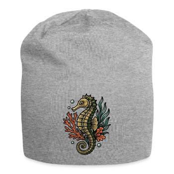 Coloriertes Seepferdchen im Riff - Jersey-Beanie - Grau meliert - Vorne