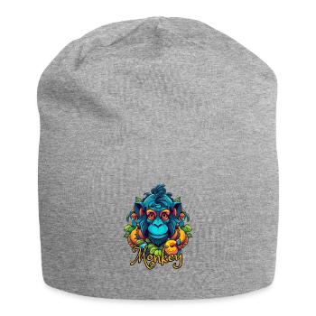 Neon-Tropenaffe Kopf - Jersey-Beanie - Grau meliert - Vorne