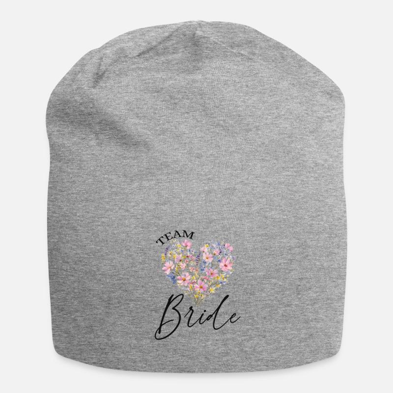 Cœur de fleur - Mariée - Personnalisable - Bonnet en jersey - gris chiné