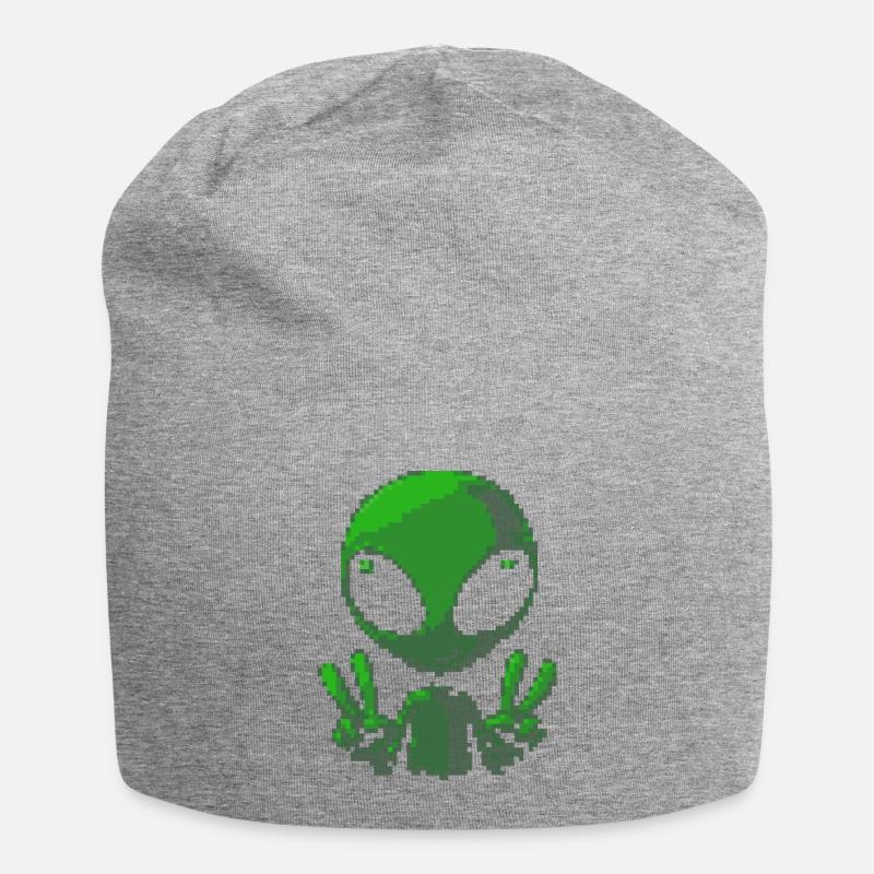 Signe de paix extraterrestre Pixel Green - Bonnet en jersey - gris chiné