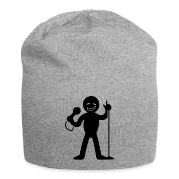 Chanteur avec micro - Bonnet en jersey - gris chiné - Devant