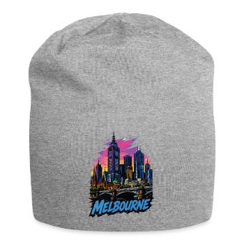 Melbourne Pop Art Skyline Sunset - Jersey-Beanie - Grau meliert - Vorne