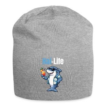 Hai-Life | Cooler Cartoon-Hai mit Sommerfeeling - Jersey-Beanie - Grau meliert - Vorne