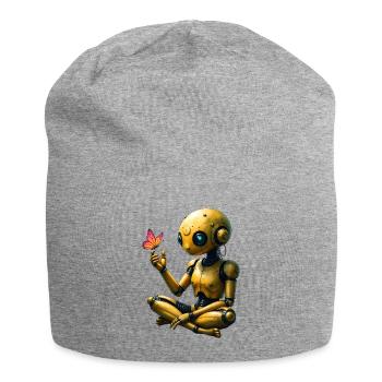 Robot doré avec papillon - Bonnet en jersey - gris chiné - Devant